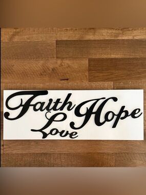 Faith Hope Love 3 Piece Metal Wall Decor Inspirational Black Letter Sign Cottage
